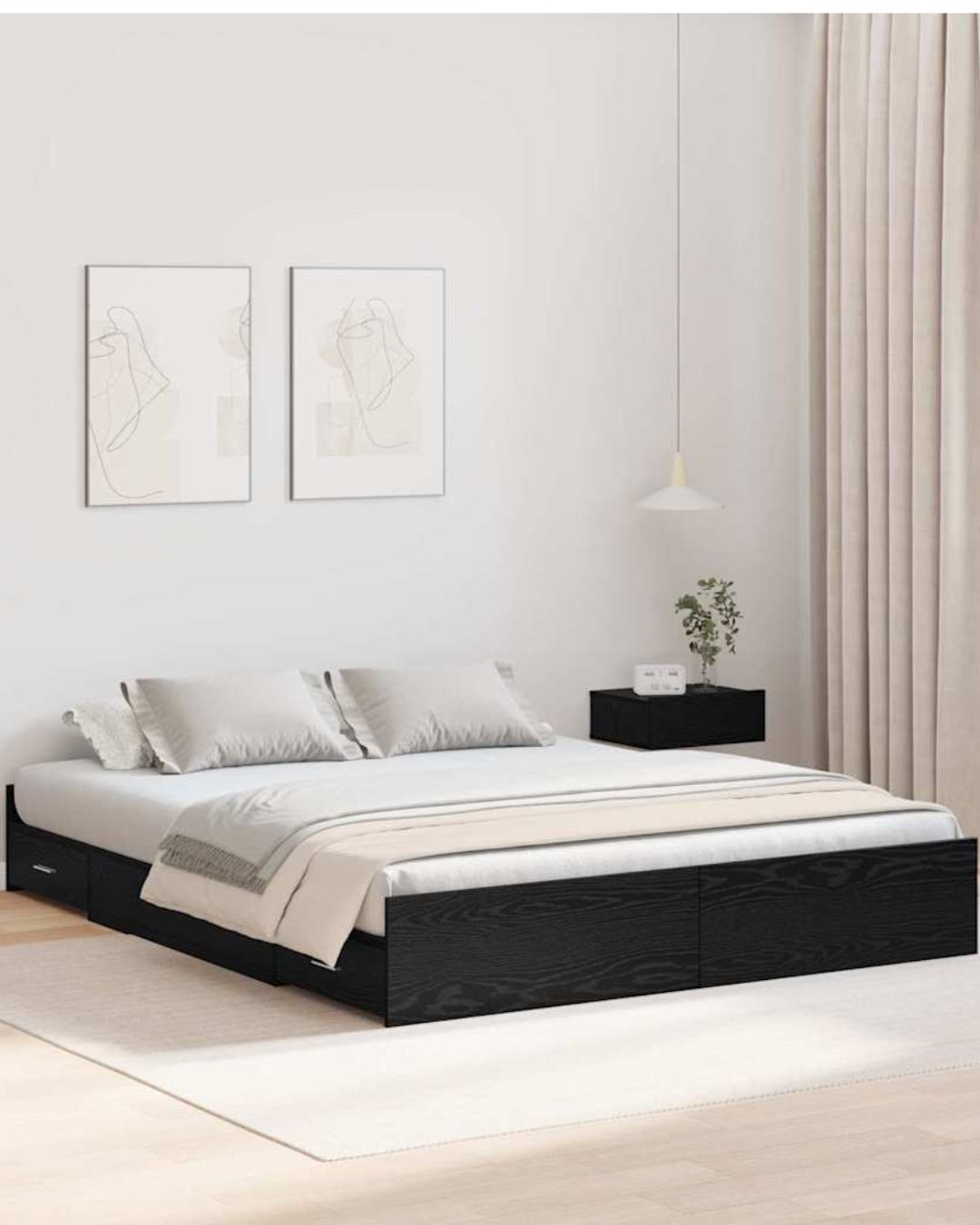 Lit bois avec tiroirs de rangement