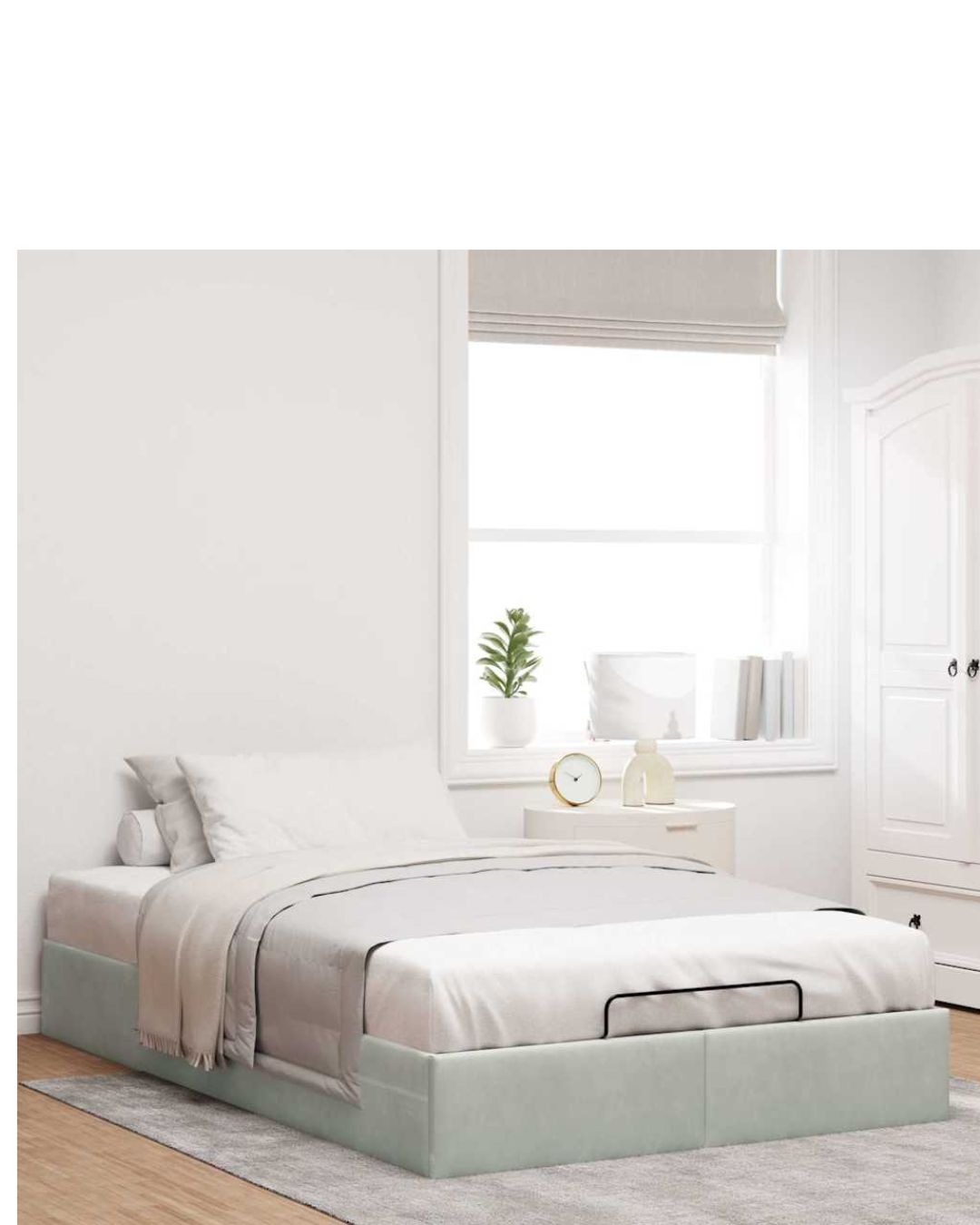 Lit coffre en velours à ouverture hydraulique