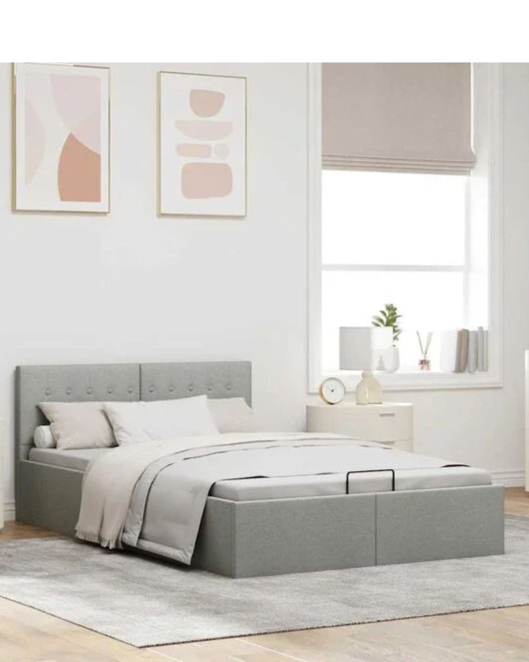 Lit coffre en tissu à ouverture hydraulique