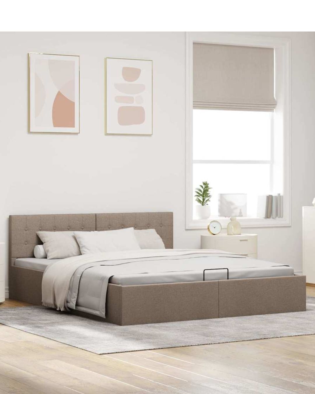 Lit coffre en tissu à ouverture hydraulique