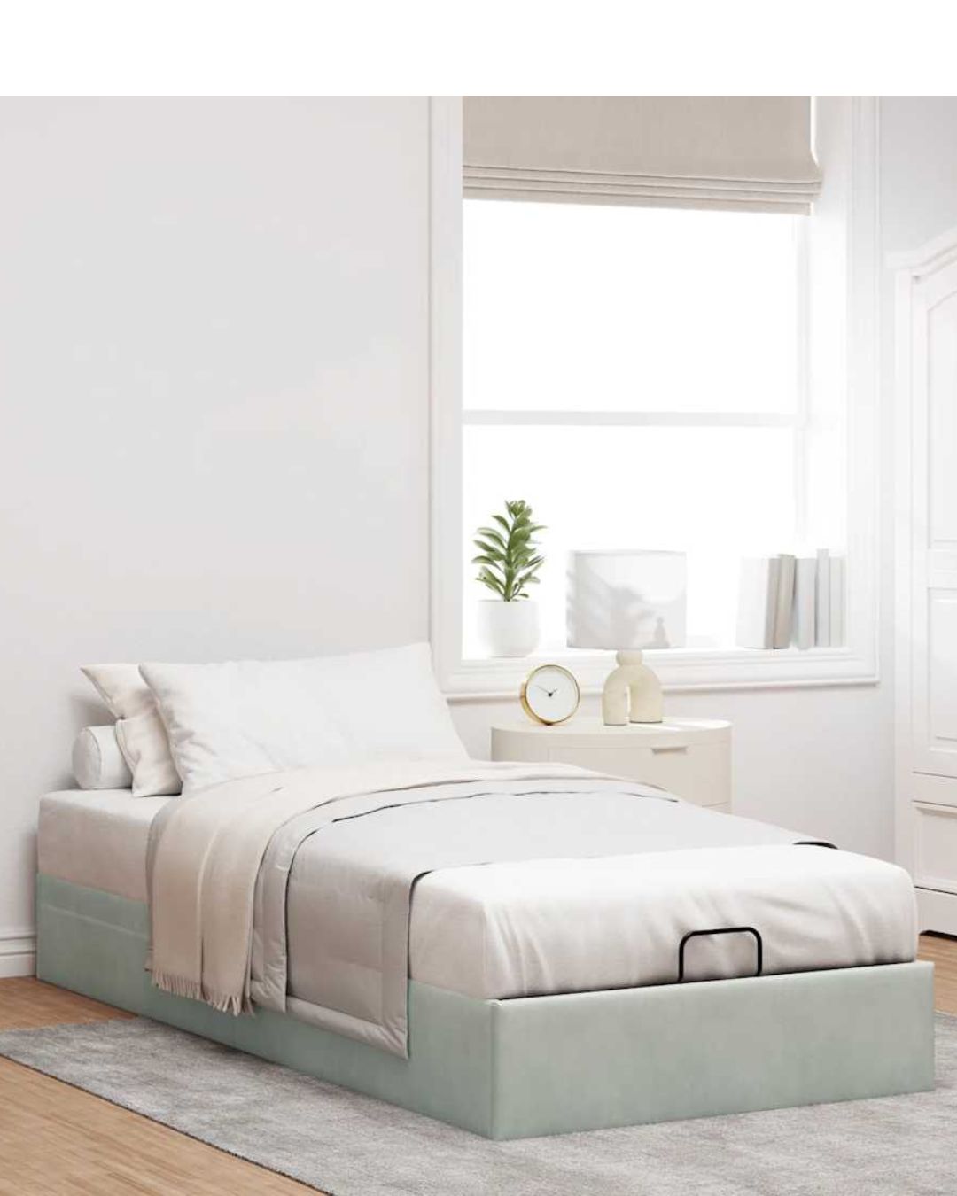 Lit coffre en velours à ouverture hydraulique