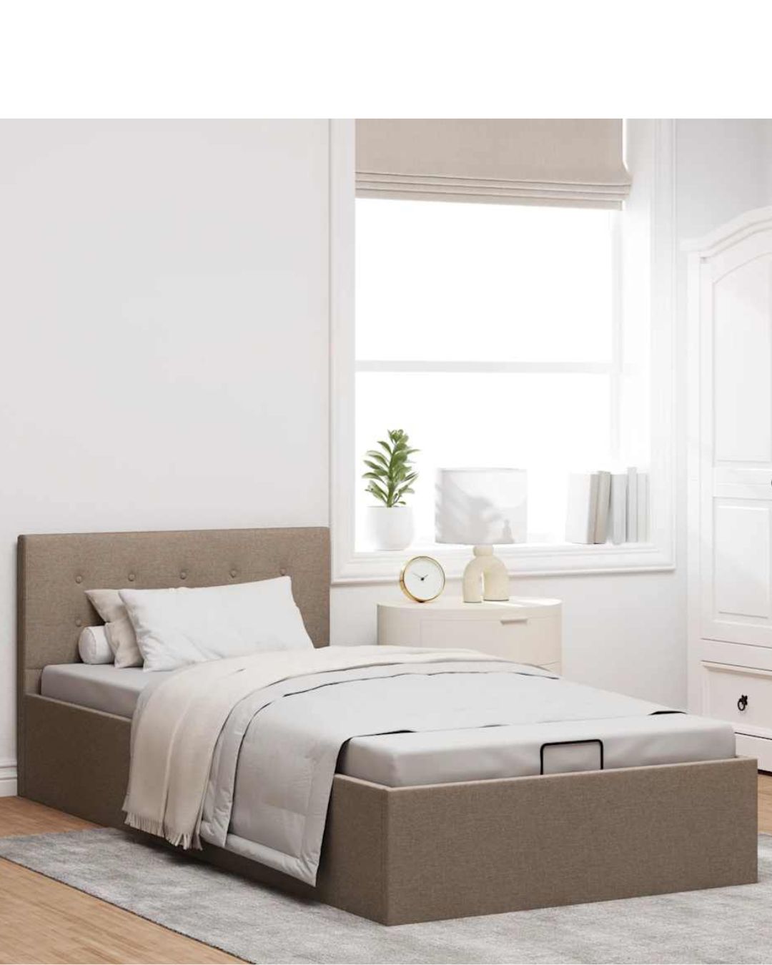 Lit coffre en tissu à ouverture hydraulique