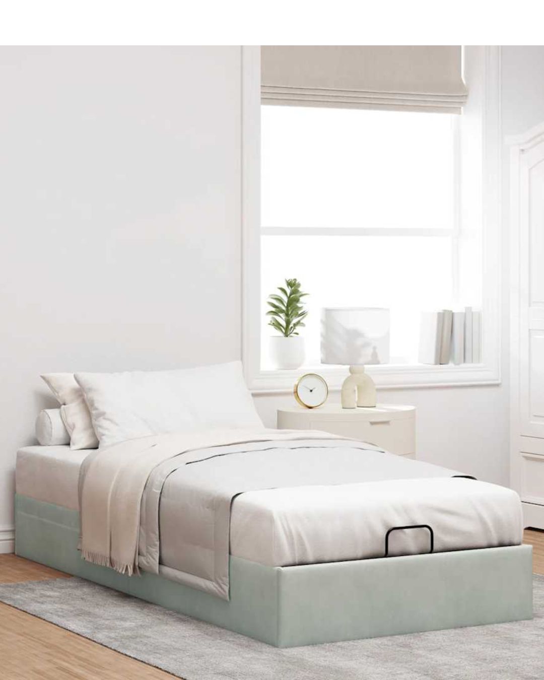 Lit coffre en velours à ouverture hydraulique