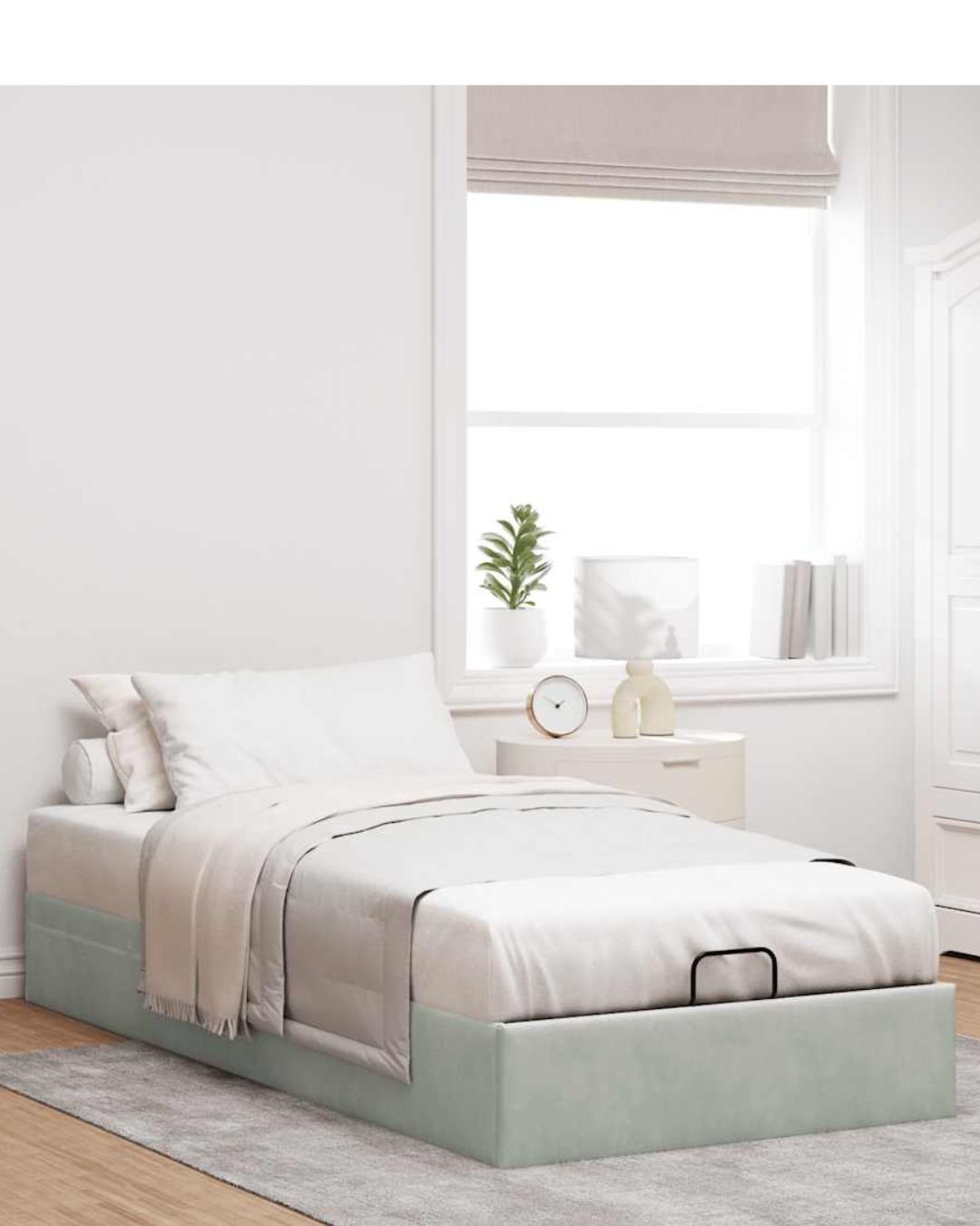 Lit coffre en velours à ouverture hydraulique