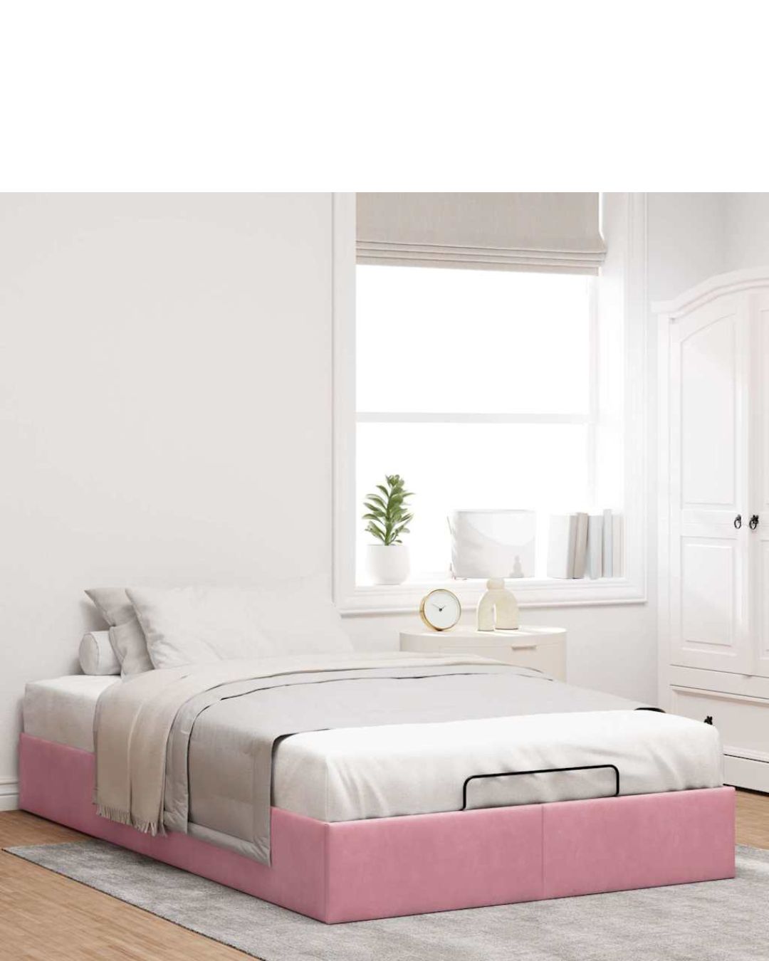 Lit coffre en velours à ouverture hydraulique