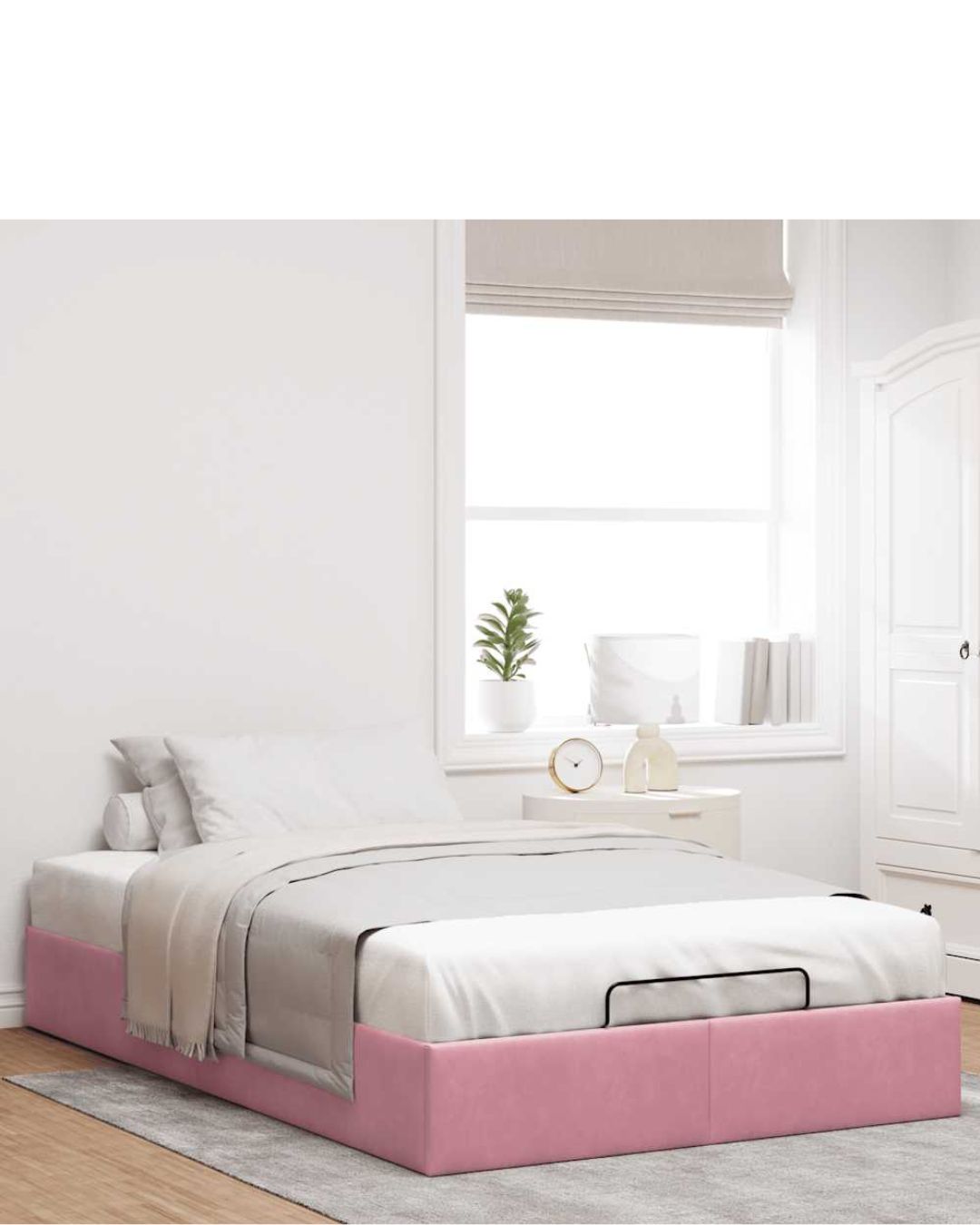 Lit coffre en velours à ouverture hydraulique