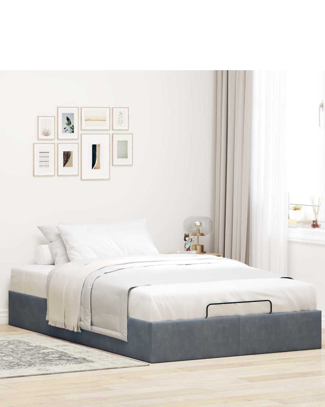 Lit coffre en velours à ouverture hydraulique