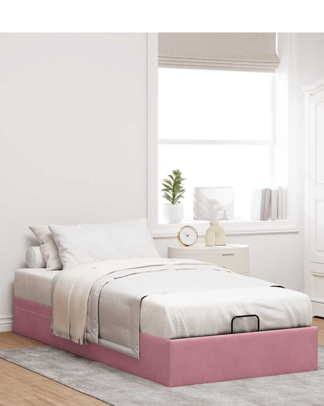 Lit coffre en velours à ouverture hydraulique