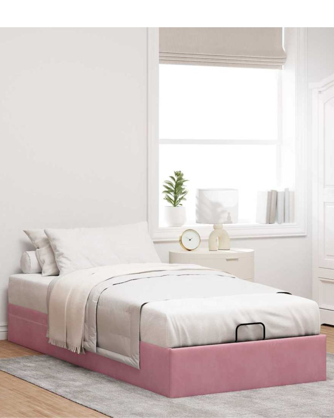 Lit coffre en velours à ouverture hydraulique