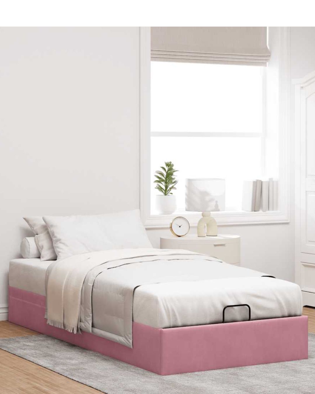 Lit coffre en velours à ouverture hydraulique