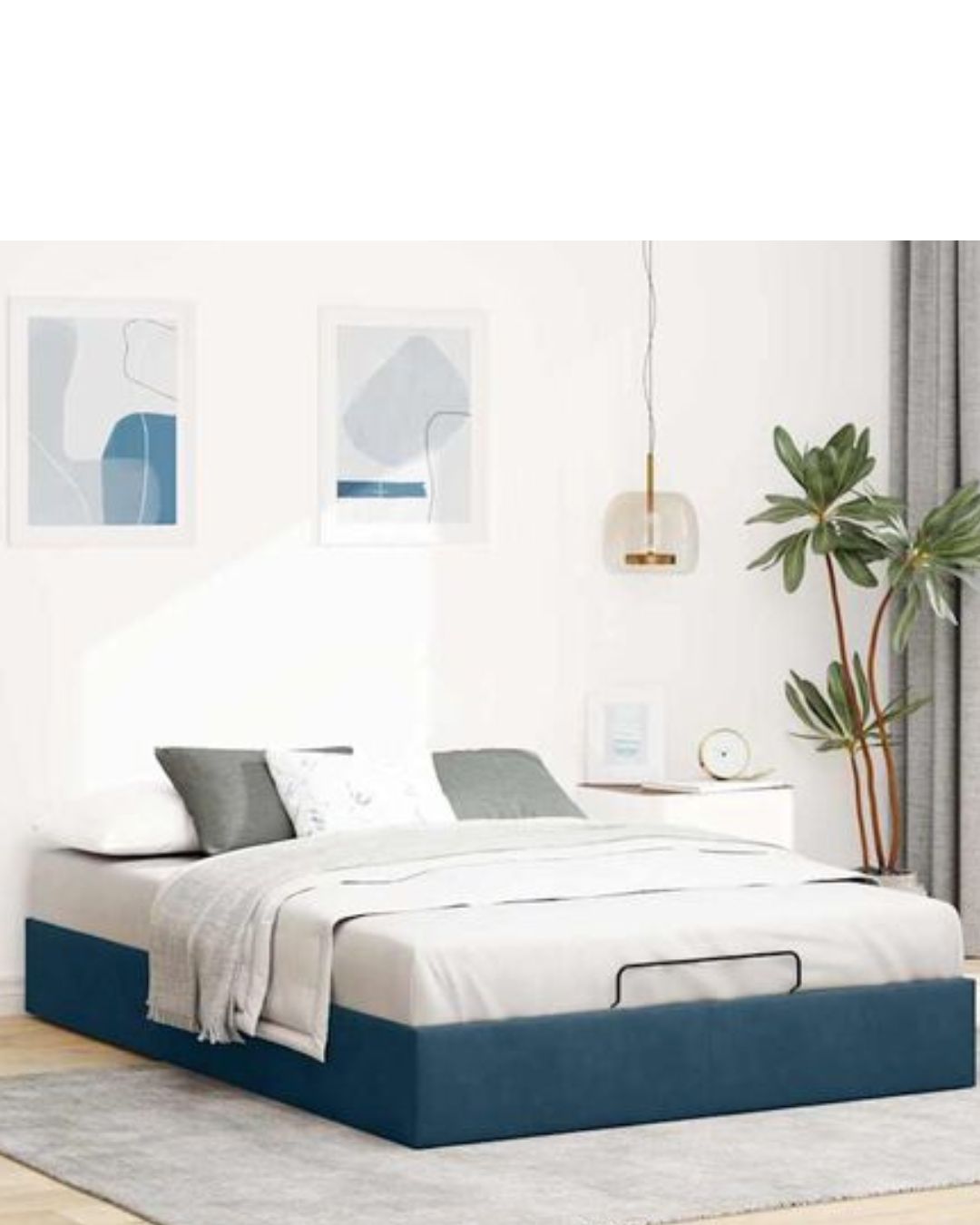 Lit coffre en velours à ouverture hydraulique