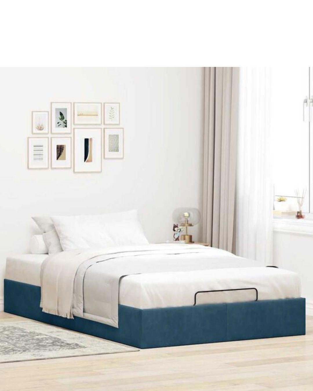 Lit coffre en velours à ouverture hydraulique