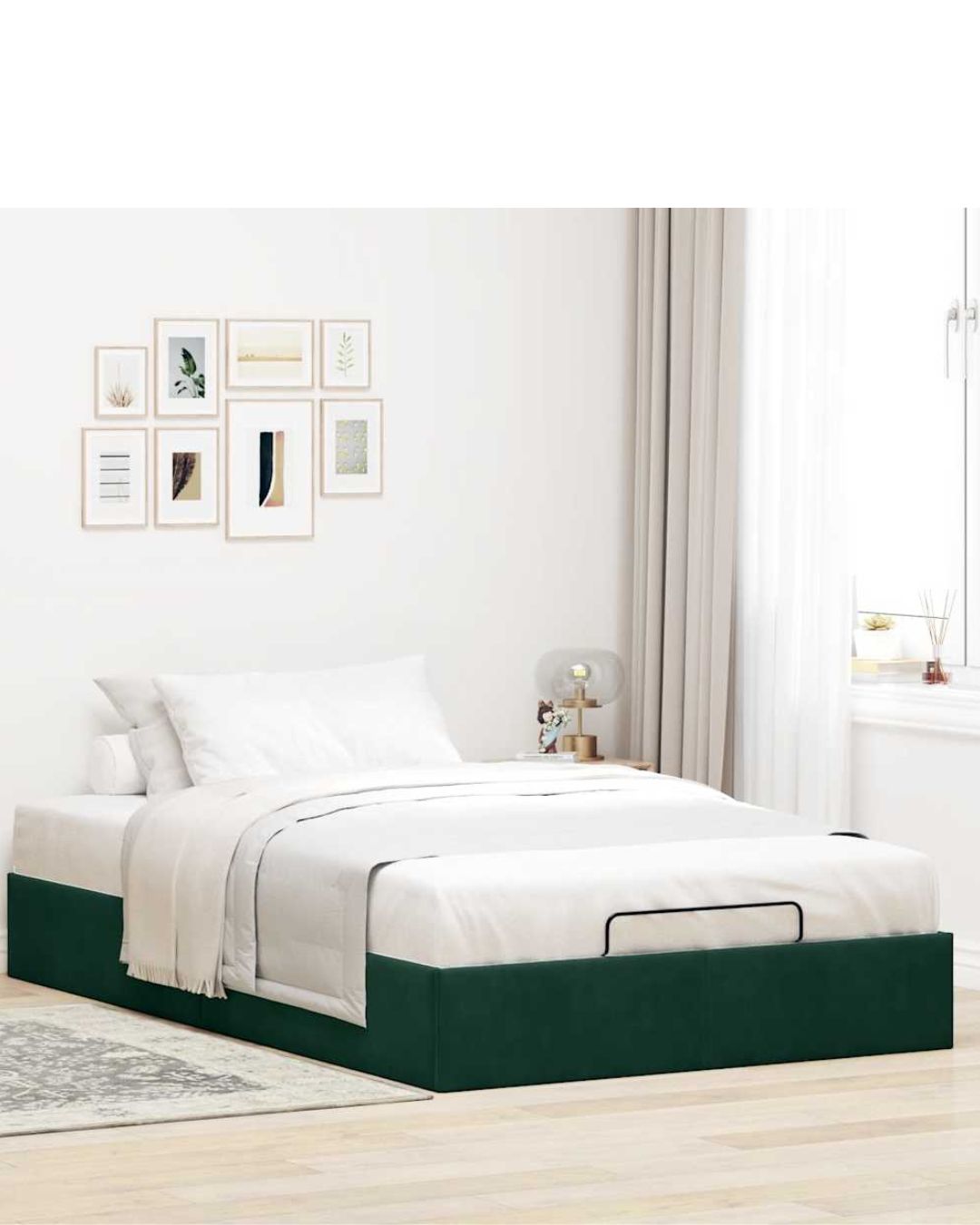 Lit coffre en velours à ouverture hydraulique