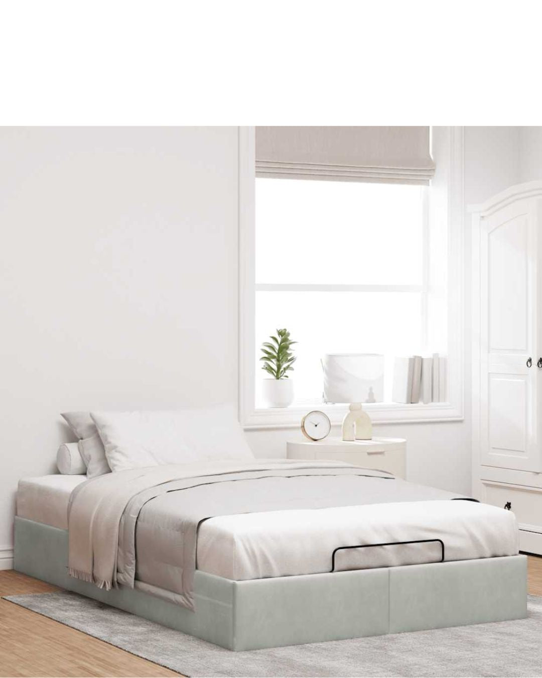 Lit coffre en velours à ouverture hydraulique