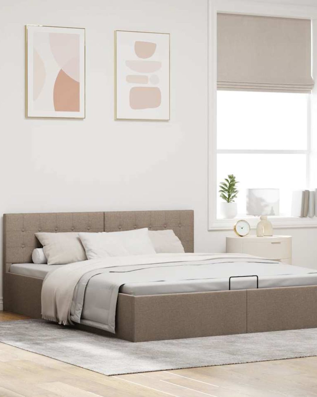 Lit coffre hydraulique tissu