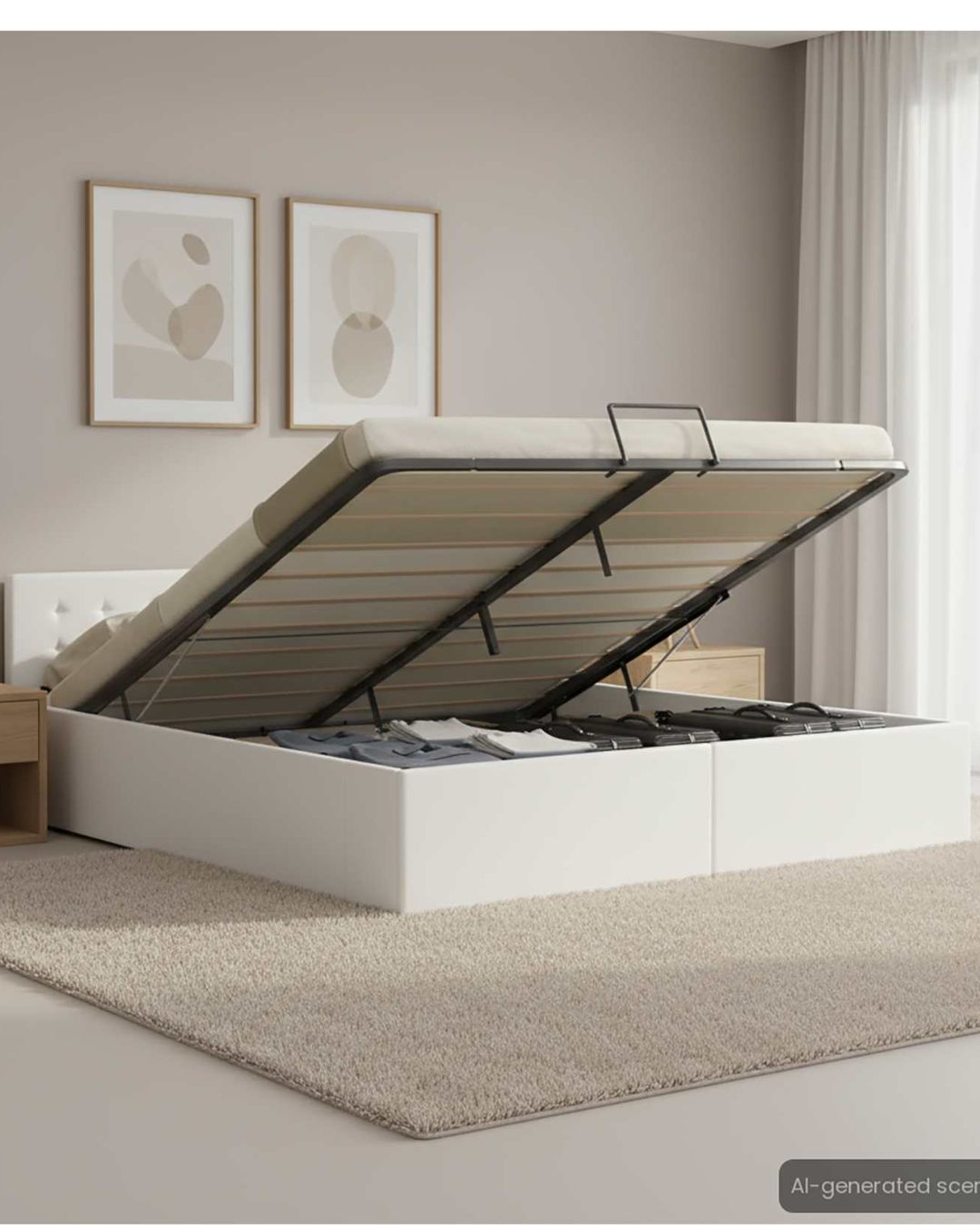 Lit coffre hydraulique simili cuir