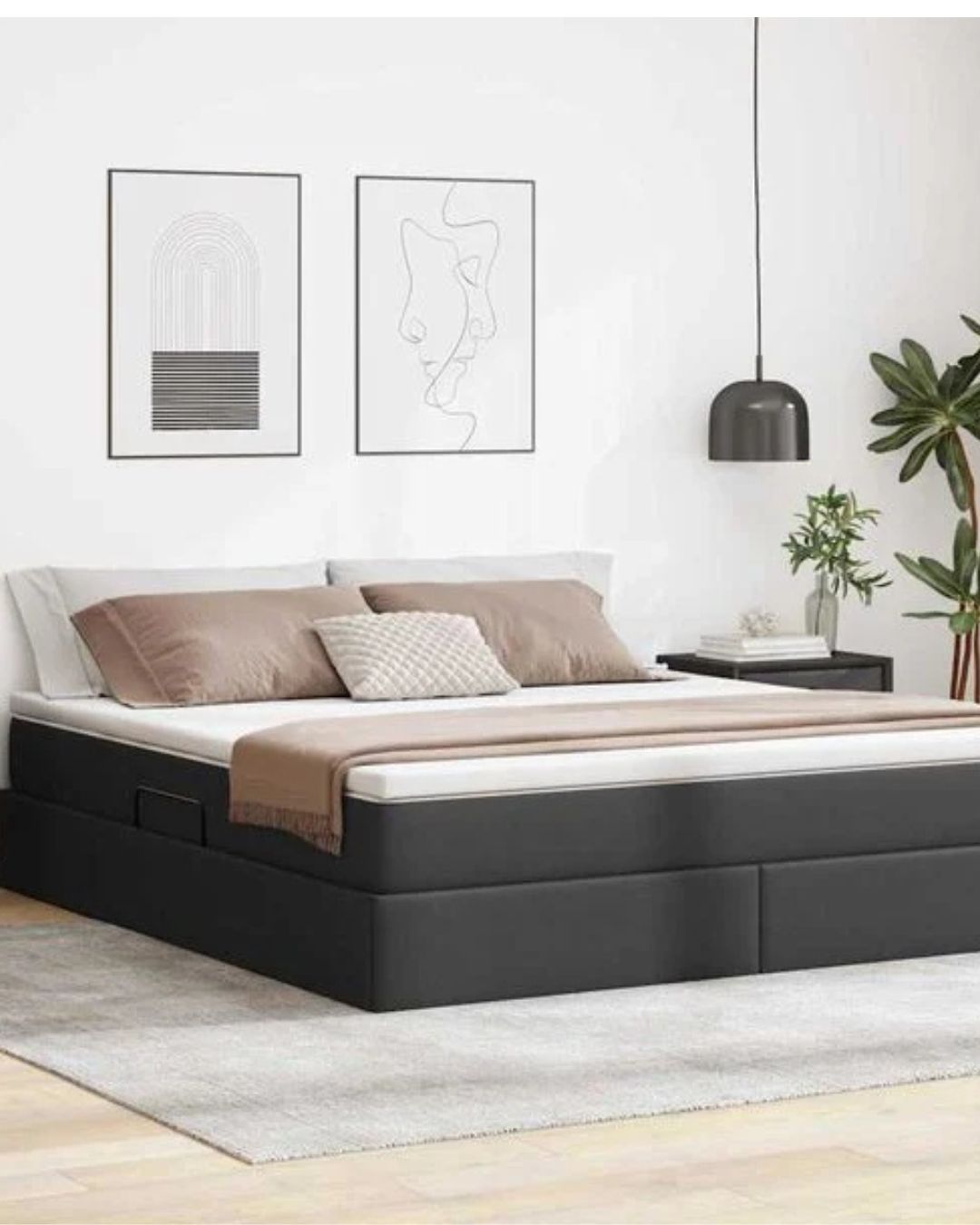 Lit coffre simili cuir avec matelas