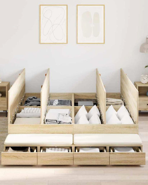 Lit bois avec tiroirs design moderne