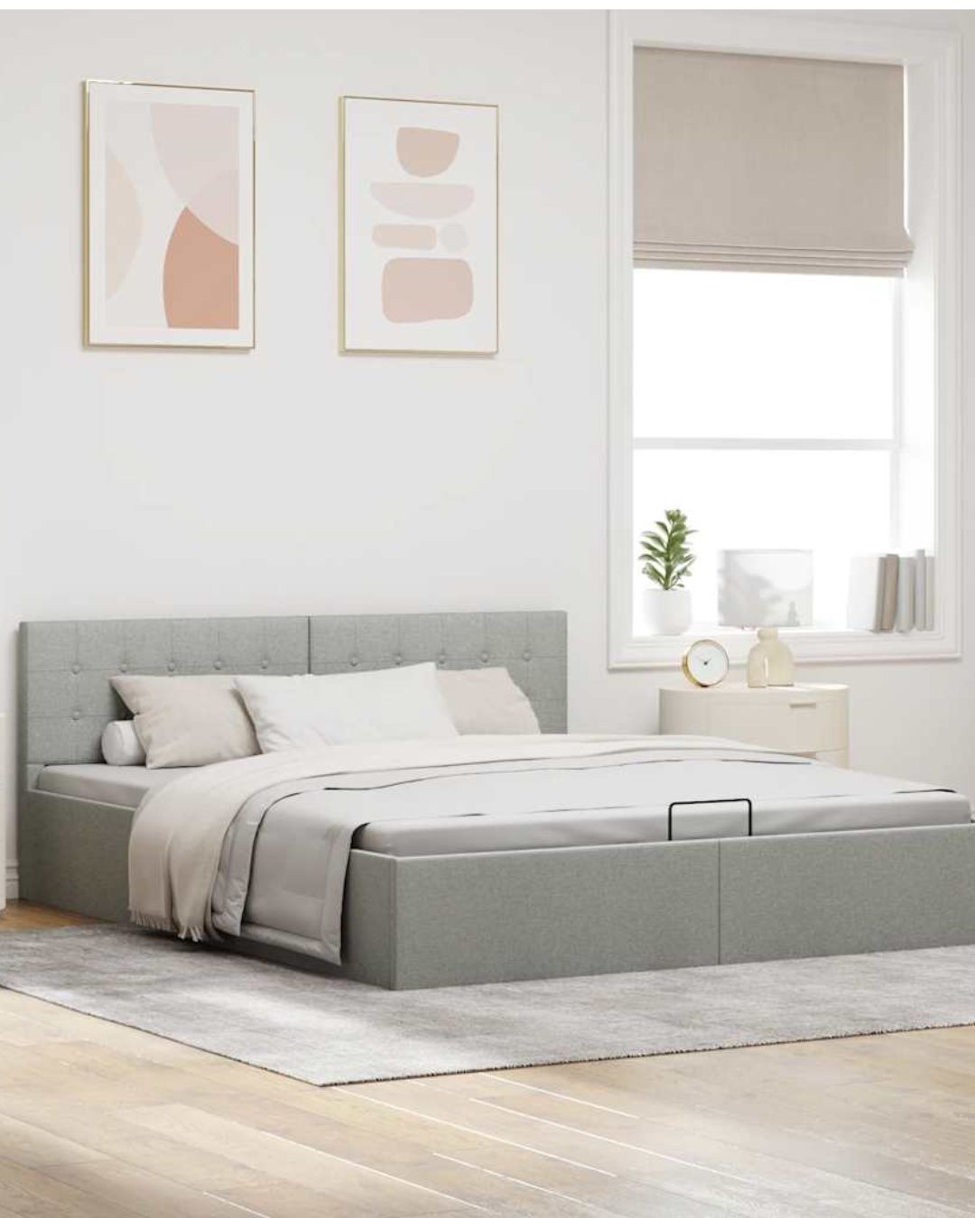 Lit coffre hydraulique tissu