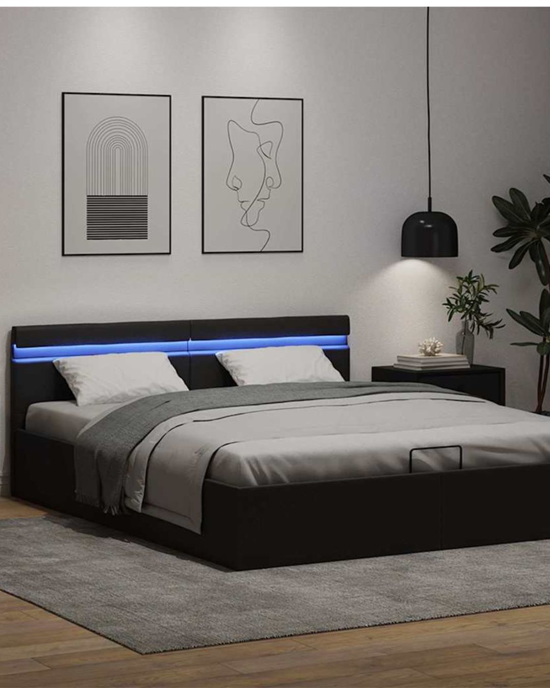 Lit coffre LED hydraulique