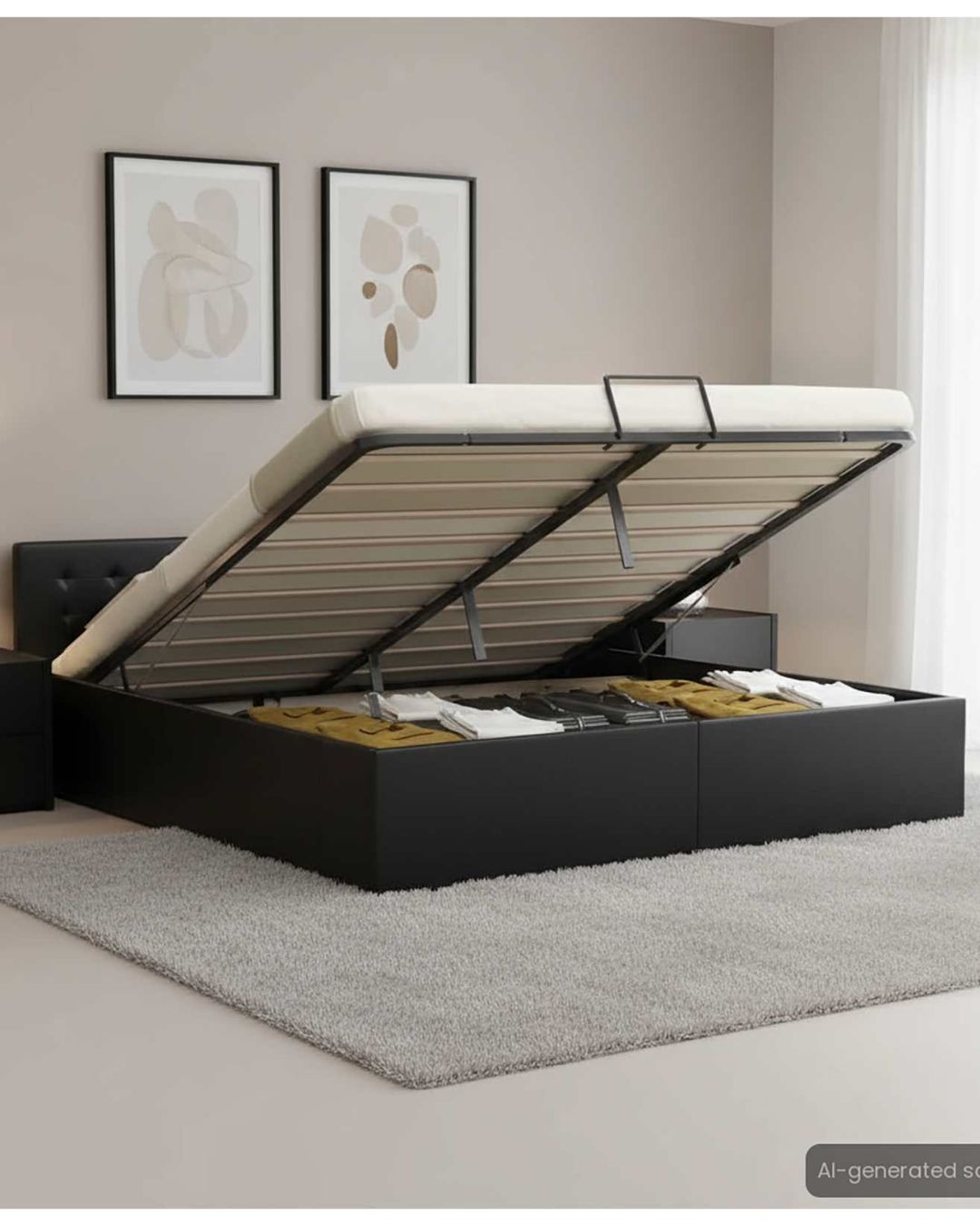 Lit coffre hydraulique simili cuir