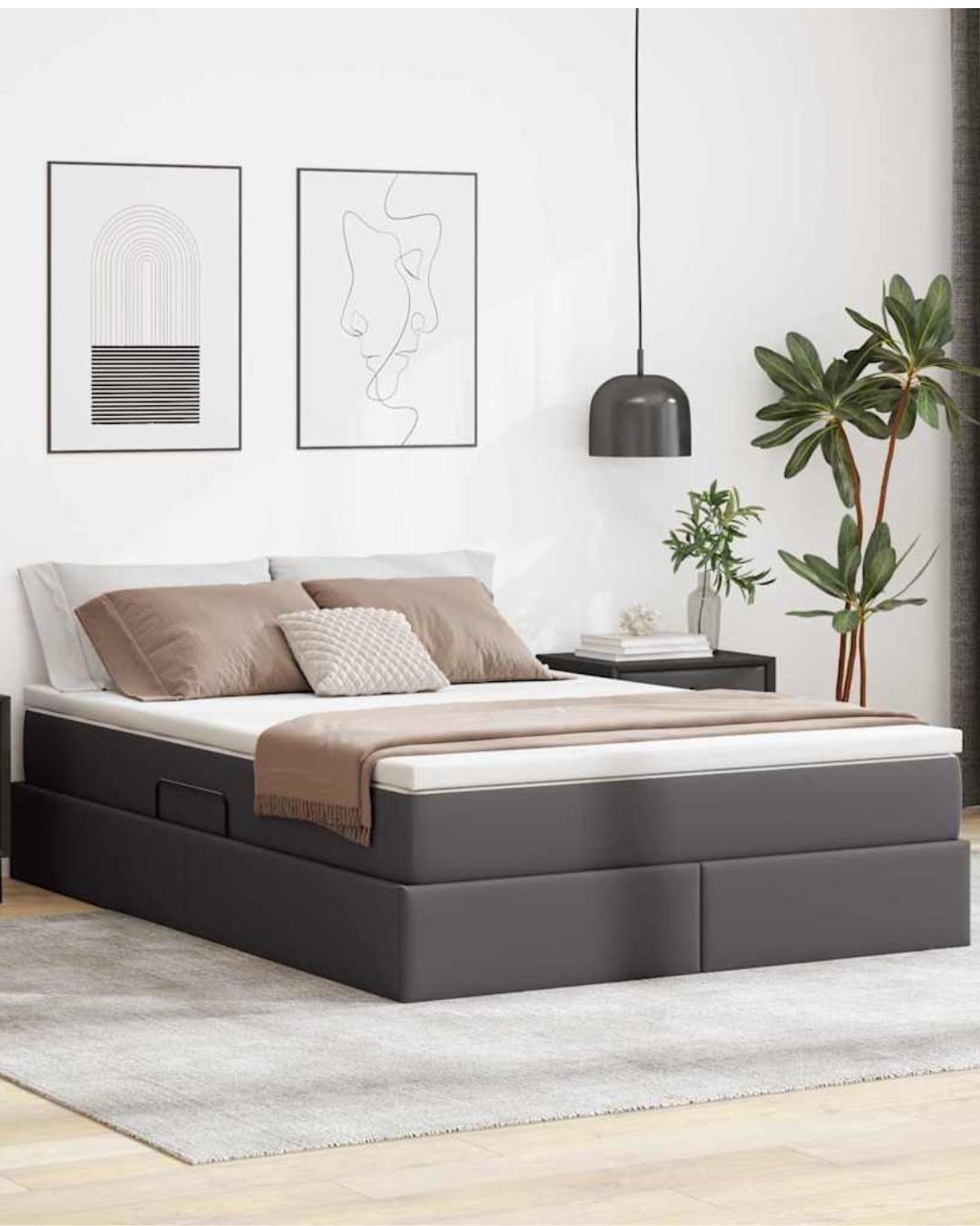 Lit coffre simili cuir avec matelas