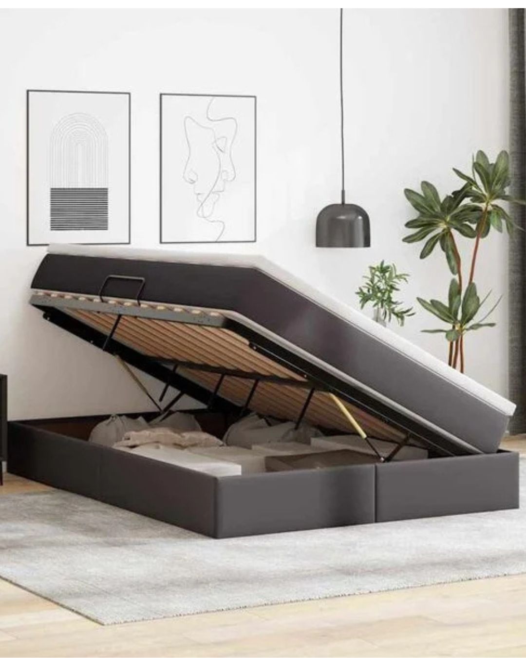 Lit coffre simili cuir avec matelas