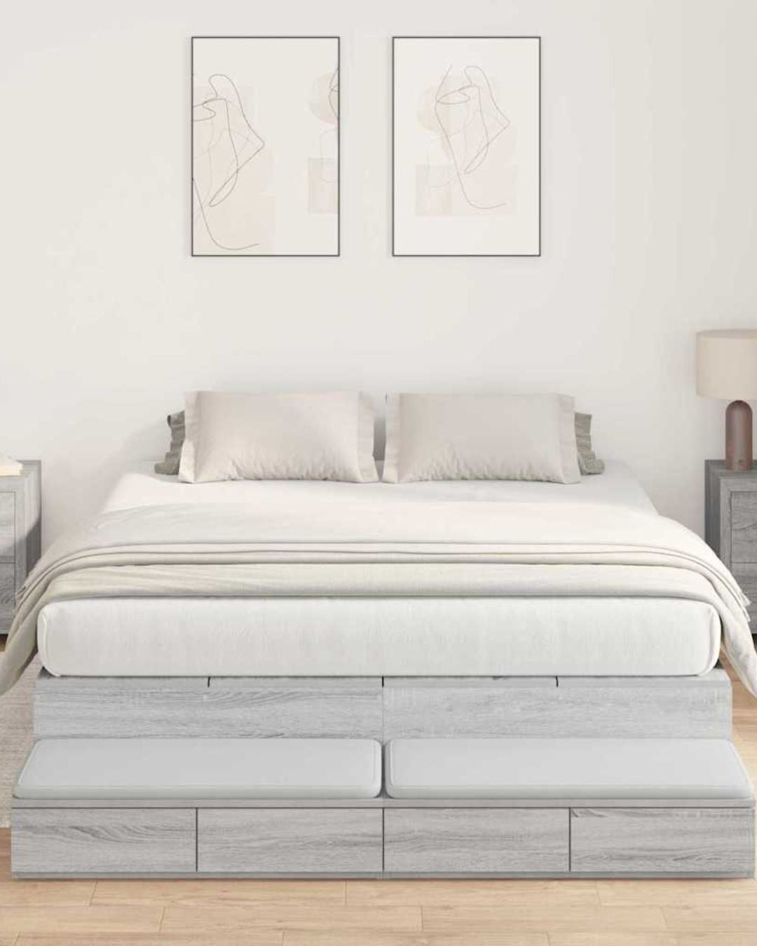 Lit bois avec tiroirs design moderne