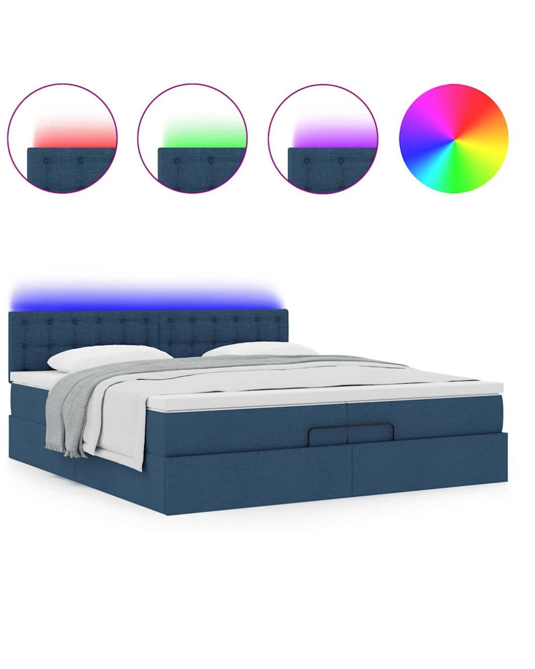 Lit coffre en tissu avec LED et matelas inclus