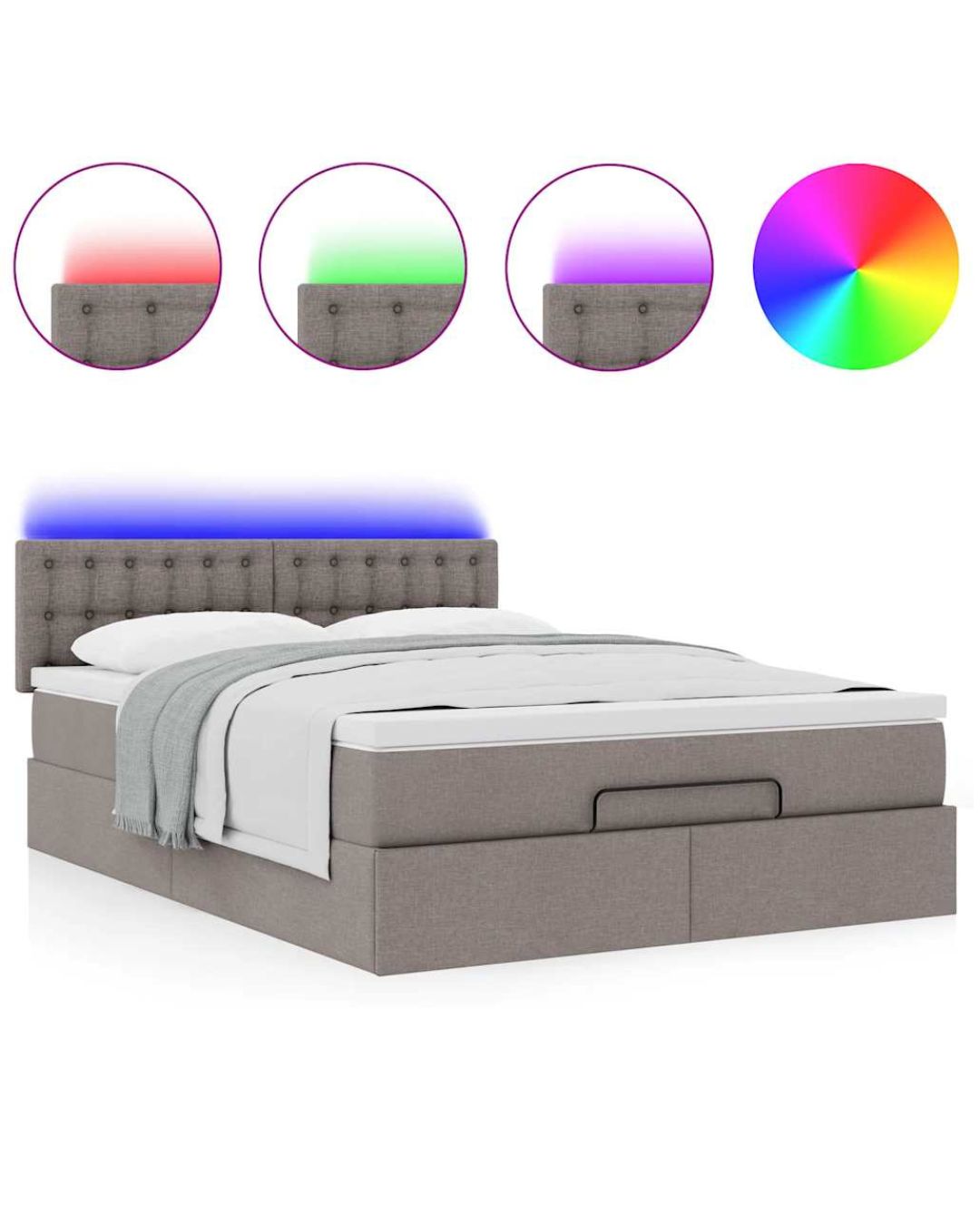 Lit coffre en tissu avec LED et matelas inclus