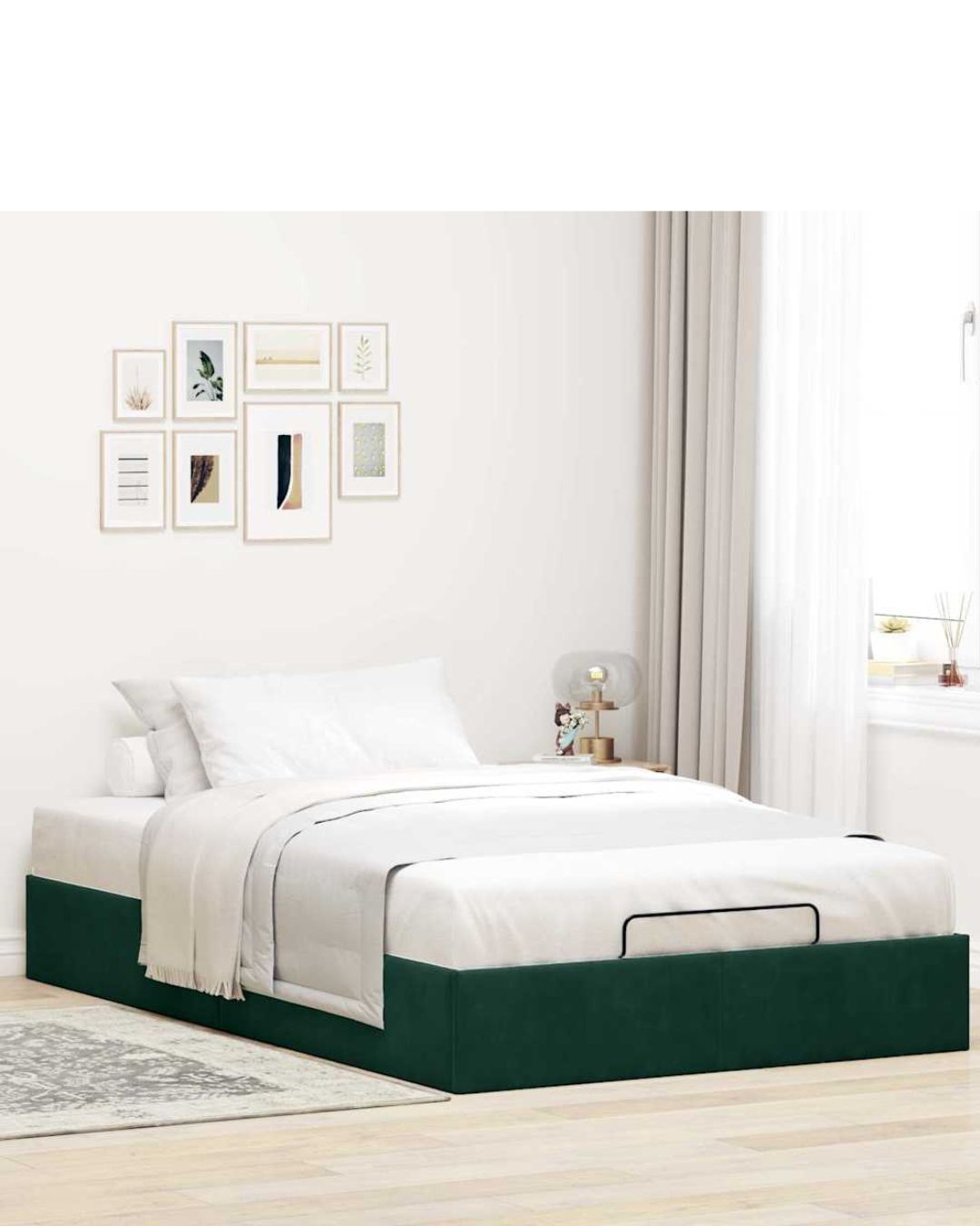 Lit coffre en velours à ouverture hydraulique