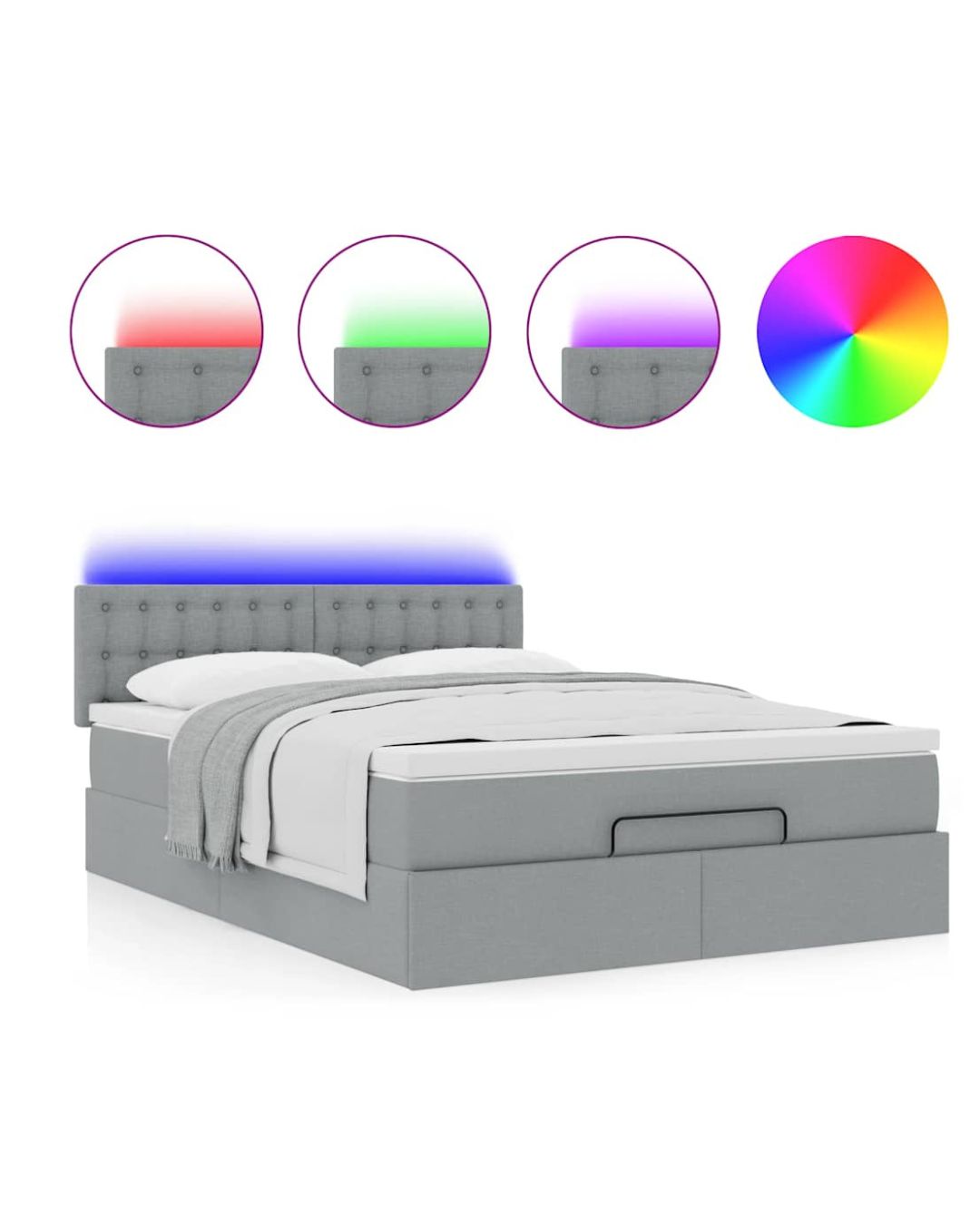 Lit coffre en tissu avec LED et matelas inclus